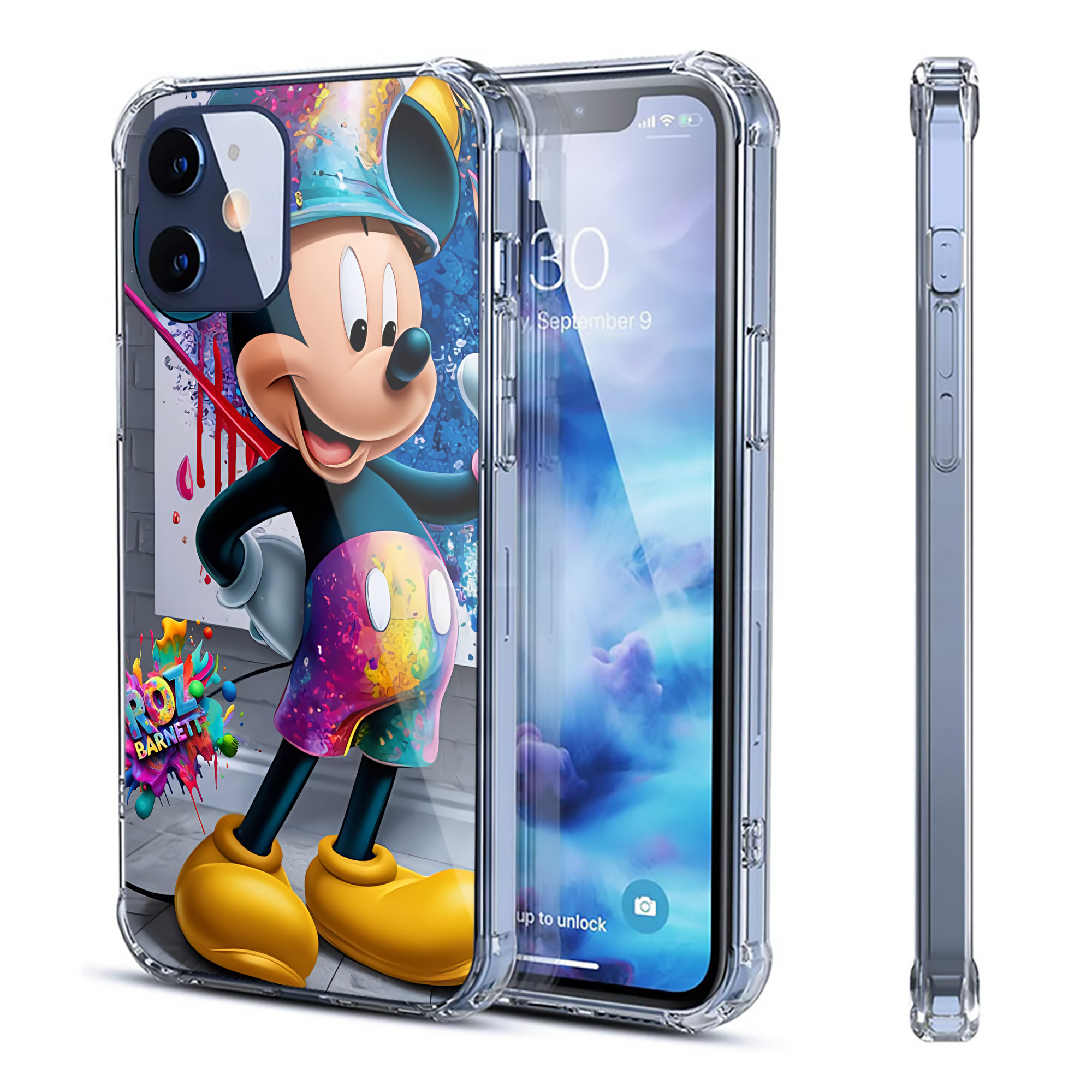 （画像用） ミッキーマウス Mickey Mouse 【iPhone 12シリーズ対応】透明スマホケース（クリアソフトケース）
